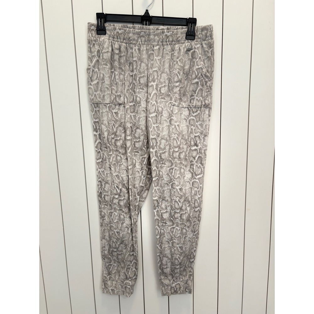 Snakeskin Mob Wife Velour Joggers Women M Grey Print Loungewear Streetwear